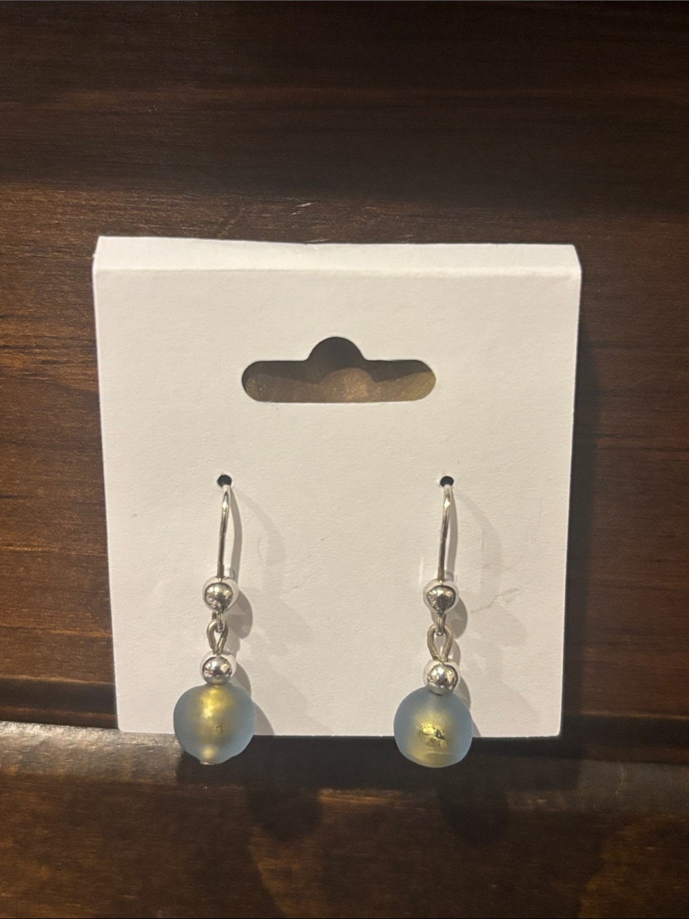925 sterling silver glass dangle earrings